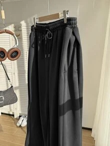 Solflare Plus Size Spring/Summer Versatile Drawstring Sweatpants - Dark Grey - View 9
