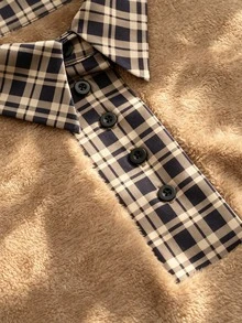 SHEIN Atasan Musim Gugur/Dingin, Pakaian Kasual Elegan untuk Jalan-jalan, Bersosialisasi, Perjalanan, Sweatshirt Harian Motif Kotak-kotak Patchwork yang Serasi untuk Liburan - MultiWarna - View 6