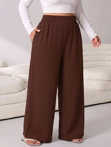 Solflare 2pcs Plus Size Casual Textured Pocket Loose Pants - Multicolor - View 8
