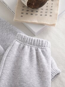 SHEIN 2件組少女針織半拉鍊衛衣上衣 單面刷毛 休閒經典百搭淺灰色 - 淺灰色 - 查看 7