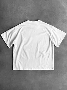 Manfinity EMRG Men's White Short Sleeve T-Shirt, Vintage Dynamic Leopard Print Crew Neck Loose Fit Streetwear Top, Summer Casual Outfit For Concerts, Music Festivals, Coachella, Parties - Multicolor - View 3