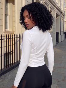 Rovax Women's Collared Long Sleeve Casual Fitness Sports T-Shirt - White - View 3