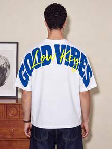 FROVYX American Retro Oversized Letter Print Loose Short Sleeve T-Shirt, Bold Street Attitude, American Colorblock Large Print, Effortlessly Wear Cool Youthful Style - Multicolor - View 4