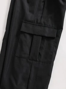 SHEIN Explorewe 青少年男孩百搭側邊不對稱條紋素色長褲 2件組 - 軍綠色 - 查看 4