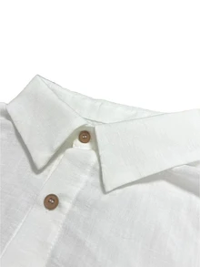 TONEVAULT Men's Solid Color Long Sleeve Single-Breasted Casual Commuter Shirt - White - View 7