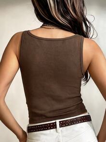Linhara CURVE Plus Size Women's Woven Casual Fall Two Pieces Set - Coffee Brown - View 5