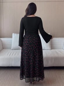 Feyla Bộ 2 món váy dây mảnh in hoa size lớn kèm áo cardigan tay dài - Nhiều màu - Xem 2