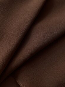 SHEIN EZwear Premium Maillard Sexy Style Sexy Asymmetrical Patchwork Satin Ribbon Skirt - Coffee Brown - View 4
