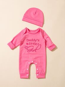 SHEIN 2件組新生兒男嬰攝影套裝 小弟弟刺繡嬰兒迎新服飾 - 粉色 - 查看 7