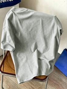 Daypath Men's 3D Embossed Letter Graphic T-Shirt, Drop Shoulder Crew Neck Short Sleeve Tee For Casual Daily Wear And Streetwear - Light Grey - View 3