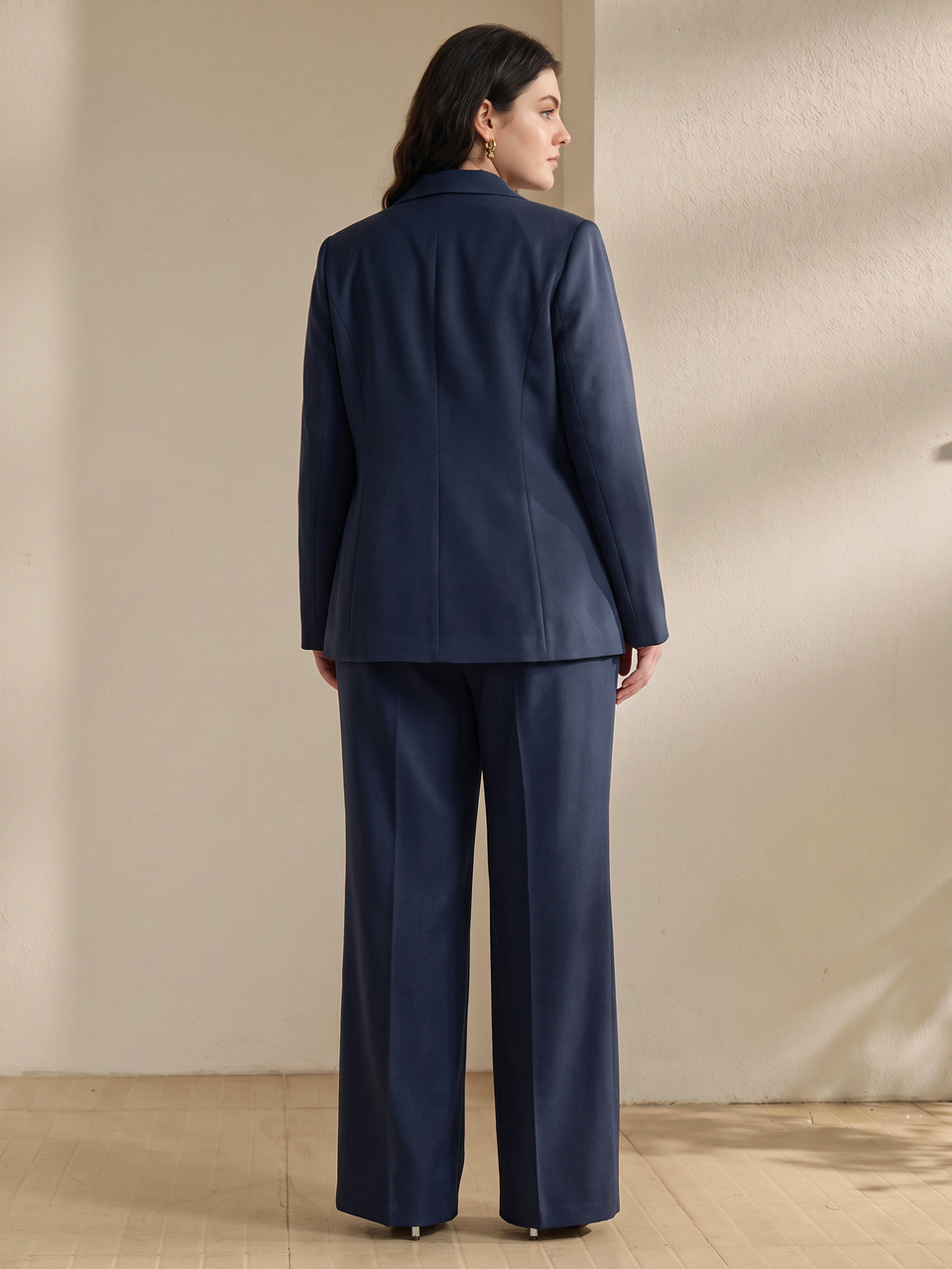 Anewsta Solid Color Single-Button Long Sleeve Blazer Suit, Business Casual Vintage Style Women's Suit Set, Casual Sets For Women, Old-School Elegant, Dignified And Appropriate, Suitable For Wedding Guest Wear