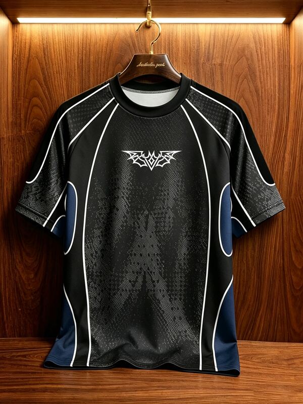 Sport MetroGents Camiseta deportiva de manga corta con cuello redondo y bloques de color a rayas para hombre