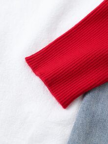 Tween Girls Red Autumn/Winter Cute Bow Decor High Neck Round Neck Pullover Knitted Long Sleeve Sweater, Suitable For Single Wear, Layering, Casual, Party And Multiple Occasions - Red - View 7