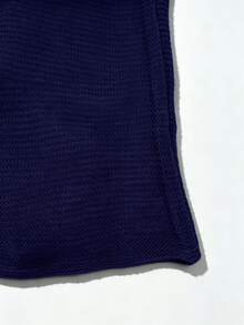 SHEIN Women's Solid Color Draped Neck Fashion Casual Knit Top - Navy Blue - View 4