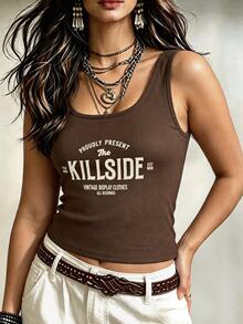 Linhara CURVE Plus Size Women's Woven Casual Fall Two Pieces Set - Coffee Brown - View 4