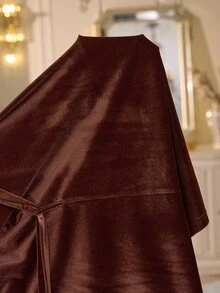 LuxeNights Women's Middle Eastern Elegant Lace Patchwork Brown Velvet Camisole & Shorts 3 PiecesPajama Set - Brown - View 4