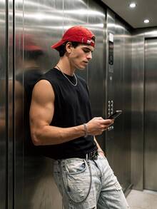 Resyla Men Men's Casual Solid Color Minimalist Tank Top For Daily Wear - Black - View 2