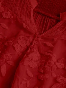 SHEIN LUNE Plus Size Button-Up Embroidered Elegant Fashion Shirt For Dating - Red - View 3
