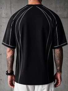 Sport MetroGents 男士幾何印花短袖休閒健身運動T恤 - 彩色 - 查看 2