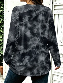 Breezaya 寬鬆紮染印花長袖T恤，適合秋冬穿著，大尺碼秋季T恤 - 彩色 - 查看 2