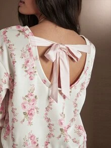 WESTFADE Floral Print Tie Back Sweatshirt, Fall, Autumn, Winter, Female Country Look, Cowgirl Clothing For Women, Western, Rodeo, Festival, Cute Top, Brunch - Multicolor - View 3