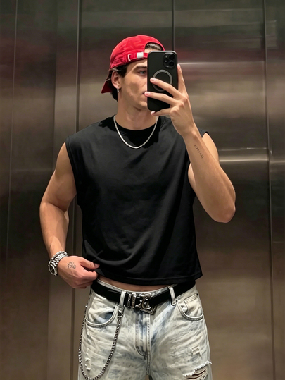 Resyla Men 男士休閒純色極簡主義背心，適合日常穿著