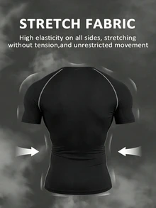 RISE LYT Men's Printed Crew Neck Short Sleeve T-Shirt And Drawstring Waist Long Pants Sports Set - Black - View 2