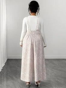 Elenzga Jumpsuit Overall Putih Model Baru Minimalis Elegan Kasual Ukuran Plus untuk Wanita, Cocok untuk Makan Siang di Musim Gugur dan Acara Malam Hari - Khaki - View 2