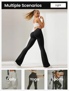 SHEIN Velisys Seamless Knit Leggings + Flare Pants 2-Piece Set - Black - View 4