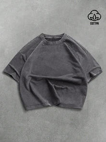 PAVTROS Men's Vintage Street Embroidery T-Shirt For Daily Wear - Dark Grey - View 8