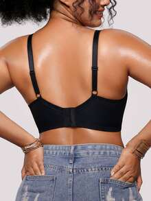 Bareli Dear Plus Size Black Underwire Lace Patchwork Thin Cup Bra, 1pc - Black - View 5