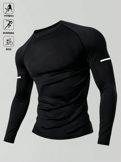 Acti Log Men's Striped Colorblock Casual Long Sleeve Sports T-Shirt