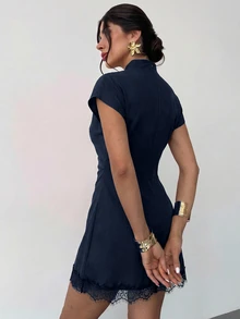 Firerie Women Mini Dresses - Navy Blue - View 2