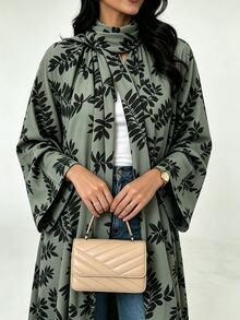 Yasmyna Women's Mimosa Print Long Sleeve Abaya - Mint Green - View 4
