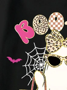 Tween Girl Cartoon Print Long Sleeve Sweatshirt And Leopard Print Leggings Set - Multicolor - View 4