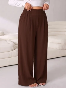Solflare 2pcs Plus Size Casual Textured Pocket Loose Pants - Multicolor - View 5