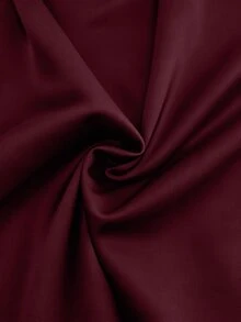 SHEIN Franclia 時尚休閒通勤百搭丹寧效果印花紋理軟面料高腰開衩女款短褲/裙/寬腿褲/熱褲 - 酒紅色 - 查看 4