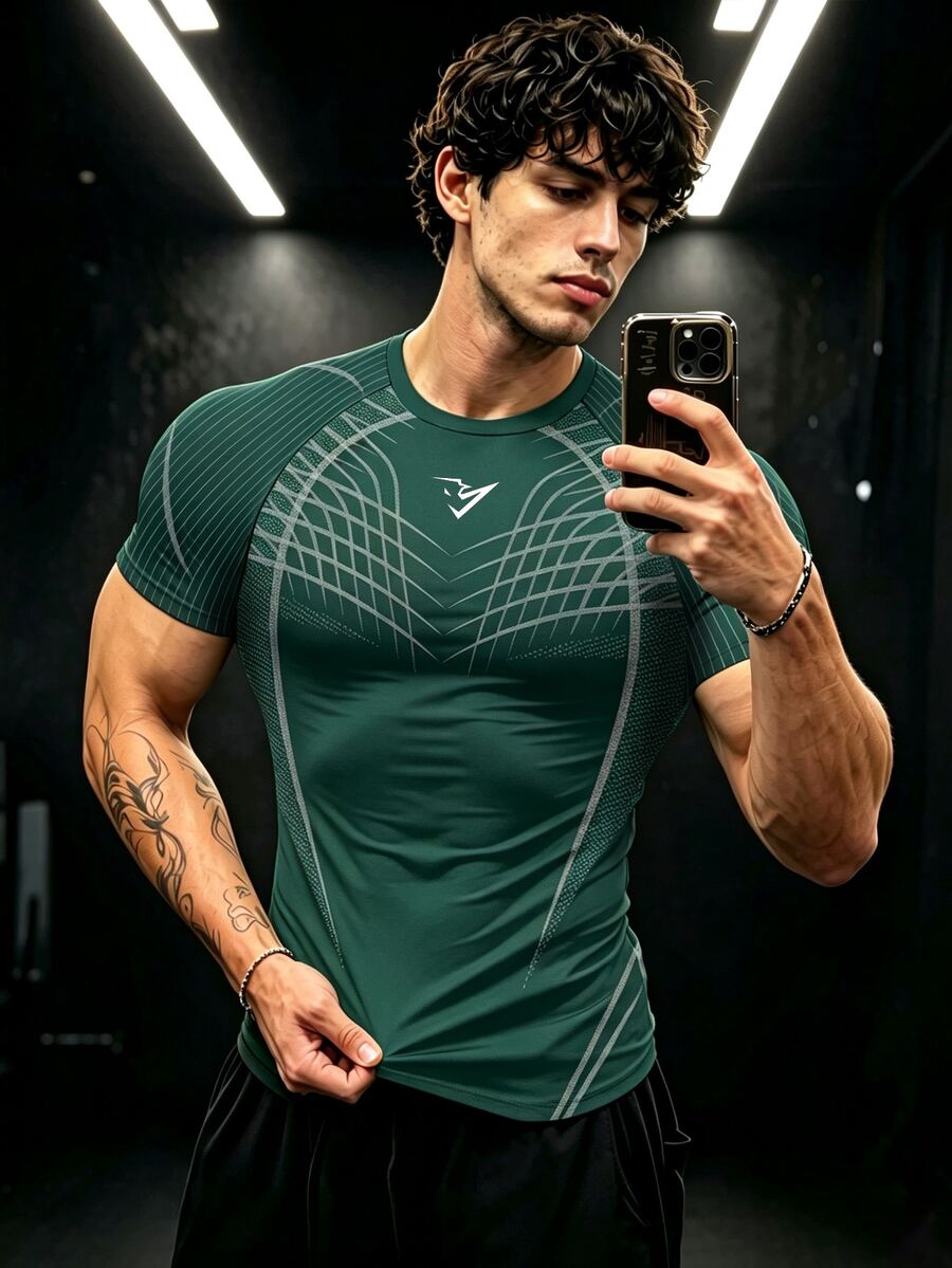 GymBeat 男士拼色休閒百搭日常旅行運動T恤 - 彩色 - 查看 1