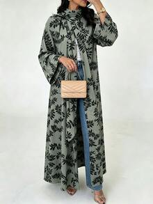 Yasmyna Women's Mimosa Print Long Sleeve Abaya - Mint Green - View 6