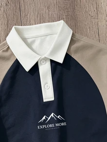 Daypath Casual Outdoor Style Colorblock Men's Short Sleeve Polo Shirt, Contrast Patchwork Design To Catch The Eye, Explore Print To Release Your Style, Start Your Refreshing Summer Adventure - Multicolor - View 2