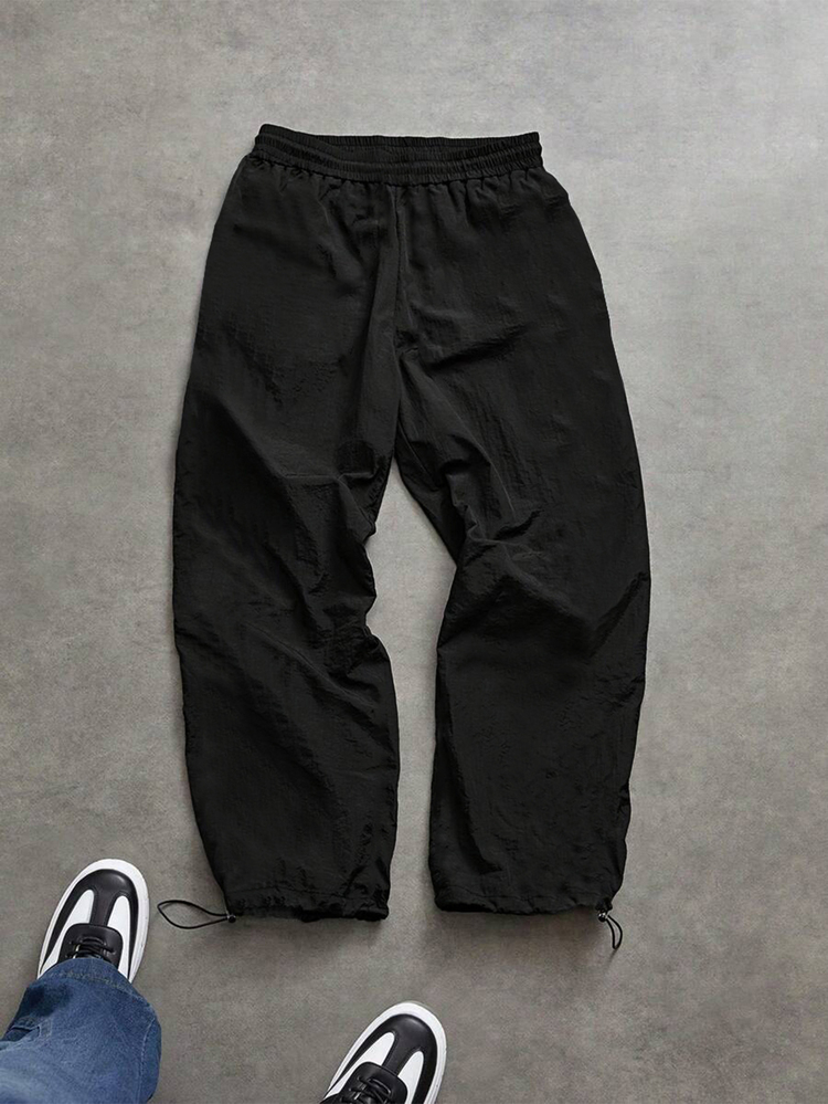 GymBeat Men's Spider Pattern Print Drawstring Waist Sports Long Pants - Black - View 2