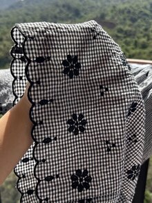 Comfortcana 大尺碼女款休閒度假風珊瑚橘花卉彈性腰長褲，適合夏季度假穿著 - 黑色 - 查看 11