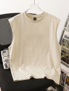 Daypath Plus Size Men's Ocean Animal Bubble Print Design Fashion Versatile Top - Khaki - View 3