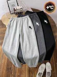 兒童 3 件組 青少年男孩動物印花鬆緊腰休閒百搭日常穿著運動長褲 冬季 - 彩色 - 查看 4