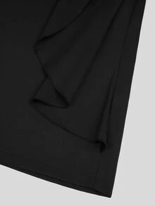 Sweetra Quần ống rộng size lớn phong cách Trung Quốc, đục lỗ, dây buộc, viền bèo nhún - màu đen - Xem 5