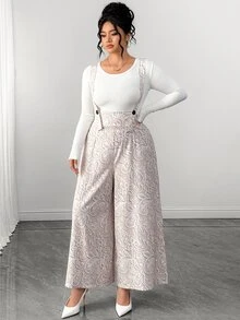 Elenzga Jumpsuit Overall Putih Model Baru Minimalis Elegan Kasual Ukuran Plus untuk Wanita, Cocok untuk Makan Siang di Musim Gugur dan Acara Malam Hari - Khaki - View 4