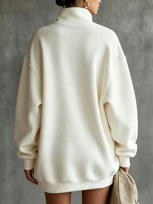 Glimmora Women's Knight Print Fashion Button Long Sleeve Stand Collar Sweatshirt - Apricot - View 2