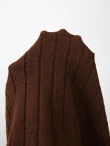 SHEIN Cable Knit Sleeveless Midi Dress Stand Collar Front Button Slim Knit Vest Dress - Brown - View 6