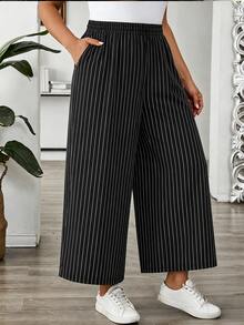 EMERY ROSE Pantalones cortos holgados de talla grande con rayas, bolsillos y bloques de color - Multicolor - Ver 3