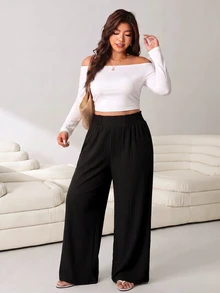 Solflare 2pcs Plus Size Casual Textured Pocket Loose Pants - Multicolor - View 6